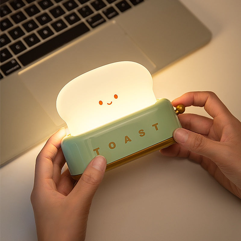 [SG Stock] Cute and Funny Toast Night Light for Kids Rechargeable and brightness adjustable 可爱吐司 面包机 小夜灯 USB充电 亮度可调节