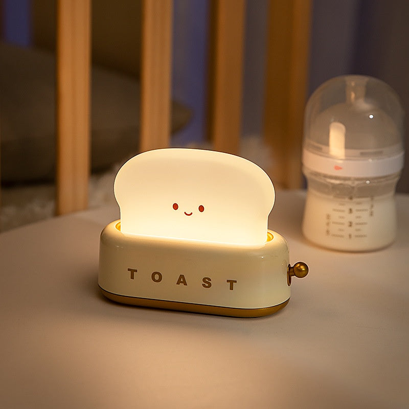 [SG Stock] Cute and Funny Toast Night Light for Kids Rechargeable and brightness adjustable 可爱吐司 面包机 小夜灯 USB充电 亮度可调节