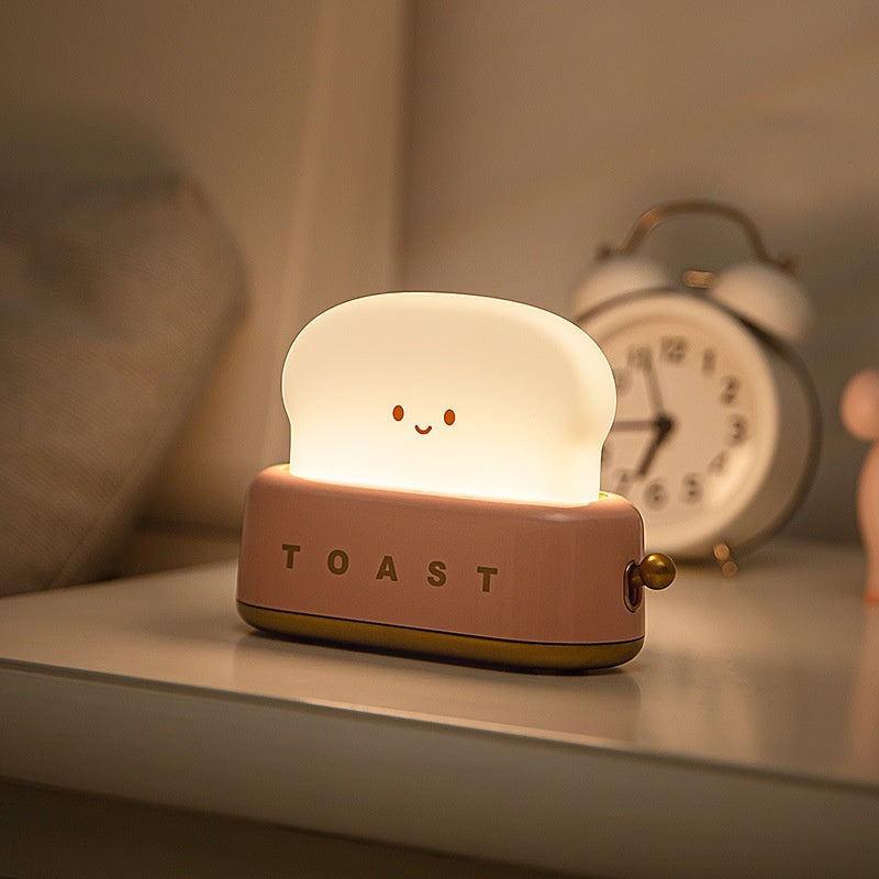 [SG Stock] Cute and Funny Toast Night Light for Kids Rechargeable and brightness adjustable 可爱吐司 面包机 小夜灯 USB充电 亮度可调节