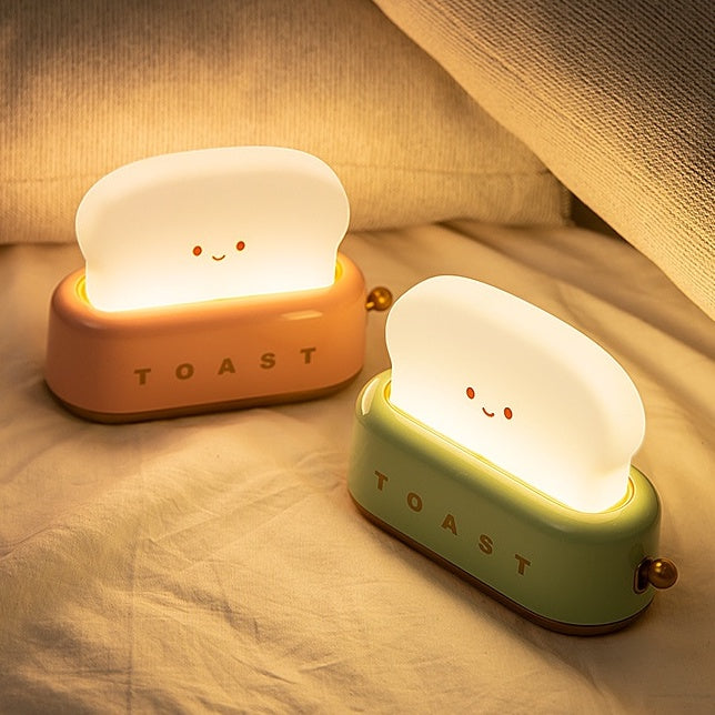 [SG Stock] Cute and Funny Toast Night Light for Kids Rechargeable and brightness adjustable 可爱吐司 面包机 小夜灯 USB充电 亮度可调节