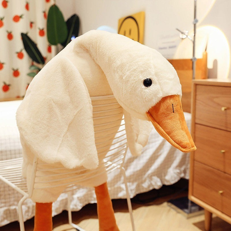 [SG Stock] Cute and Funny Fuzzy furry plush White Goose Cushion Cartoon Soft Plushie Pillow Staffed Toy 可爱大白鹅卡通软绵绵抱枕