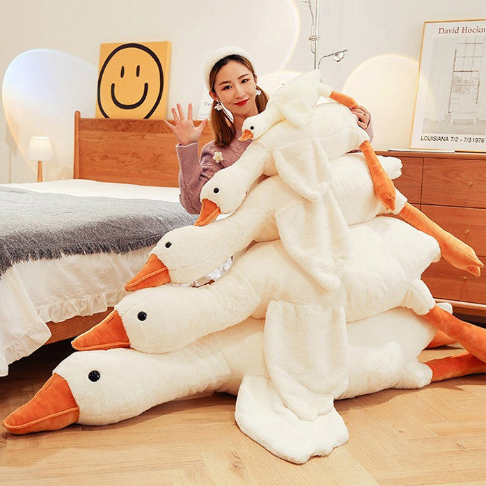 [SG Stock] Cute and Funny Fuzzy furry plush White Goose Cushion Cartoon Soft Plushie Pillow Staffed Toy 可爱大白鹅卡通软绵绵抱枕