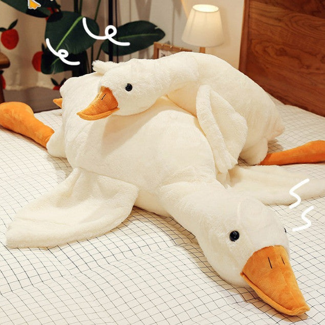 [SG Stock] Cute and Funny Fuzzy furry plush White Goose Cushion Cartoon Soft Plushie Pillow Staffed Toy 可爱大白鹅卡通软绵绵抱枕
