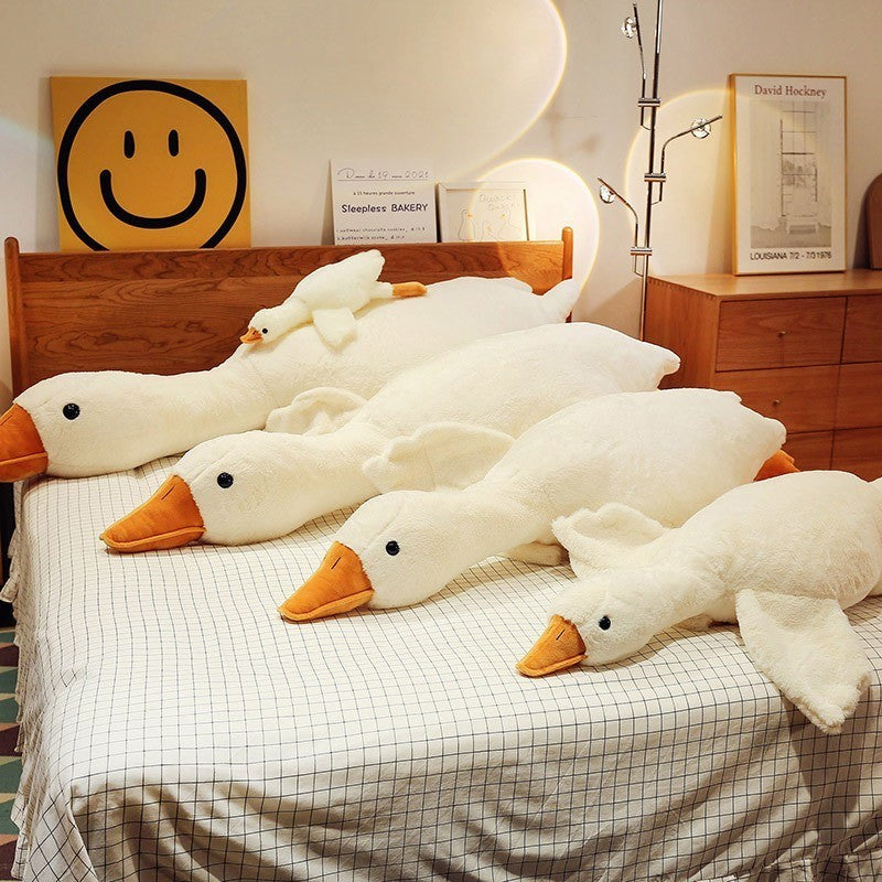 [SG Stock] Cute and Funny Fuzzy furry plush White Goose Cushion Cartoon Soft Plushie Pillow Staffed Toy 可爱大白鹅卡通软绵绵抱枕
