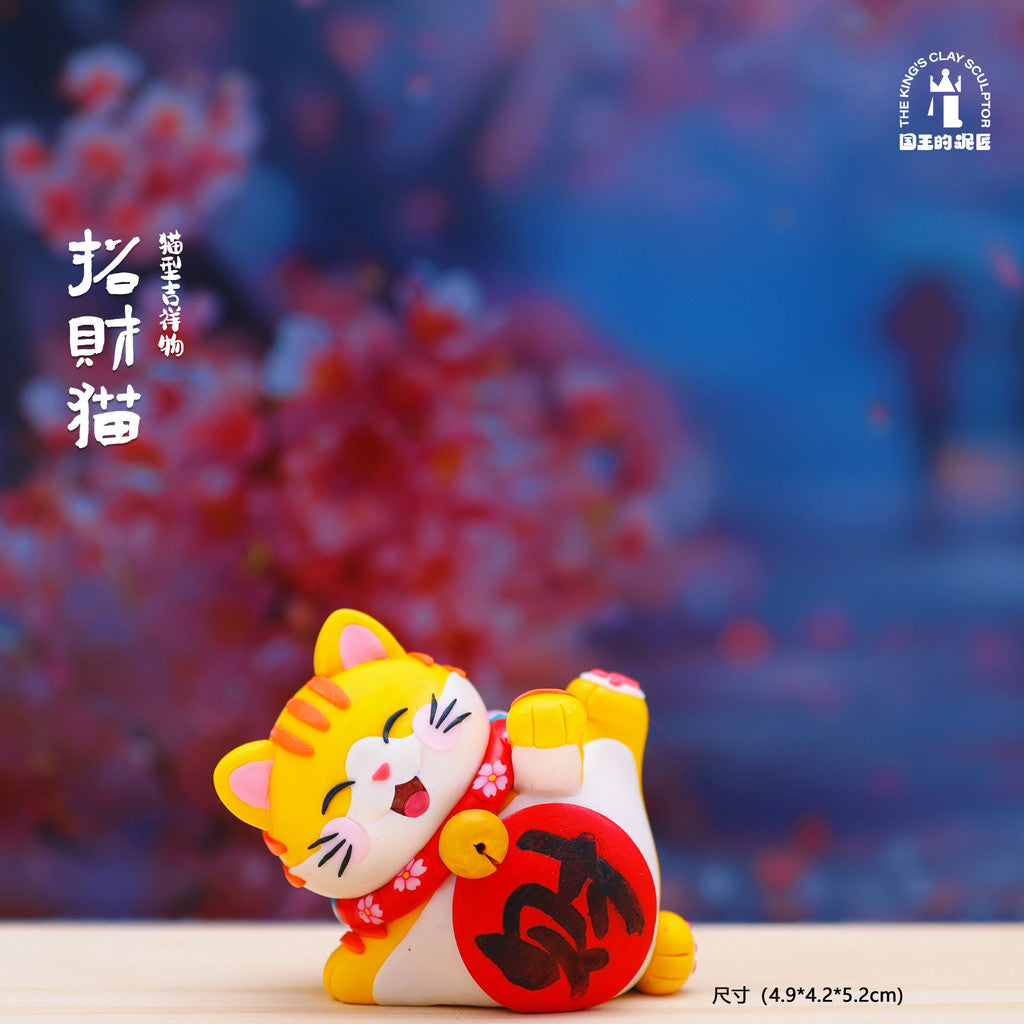 [SG Stock] Cute and Funny Maneki Neko Handmade Polymer Clay Ornament - Car Decor & Lucky Gift
