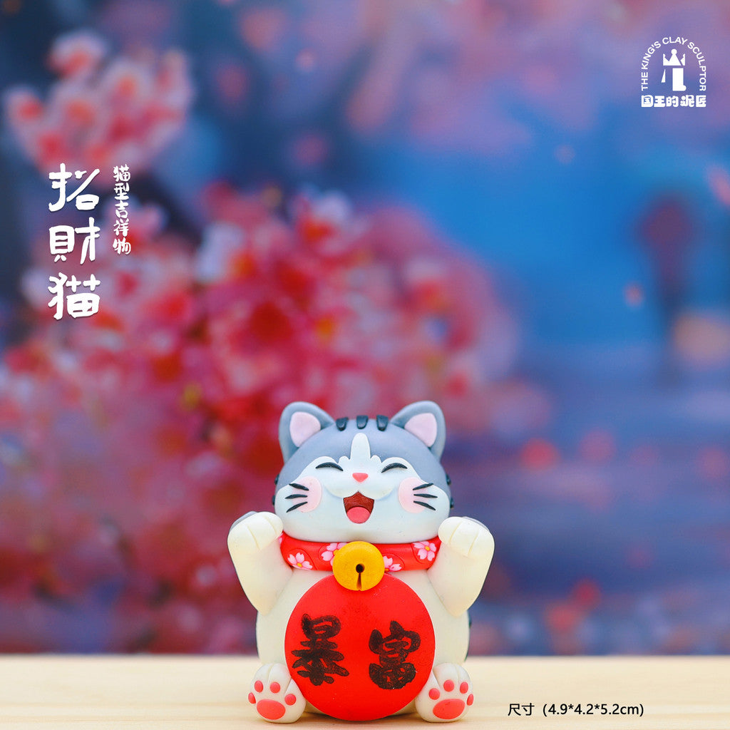 [SG Stock] Cute and Funny Maneki Neko Handmade Polymer Clay Ornament - Car Decor & Lucky Gift