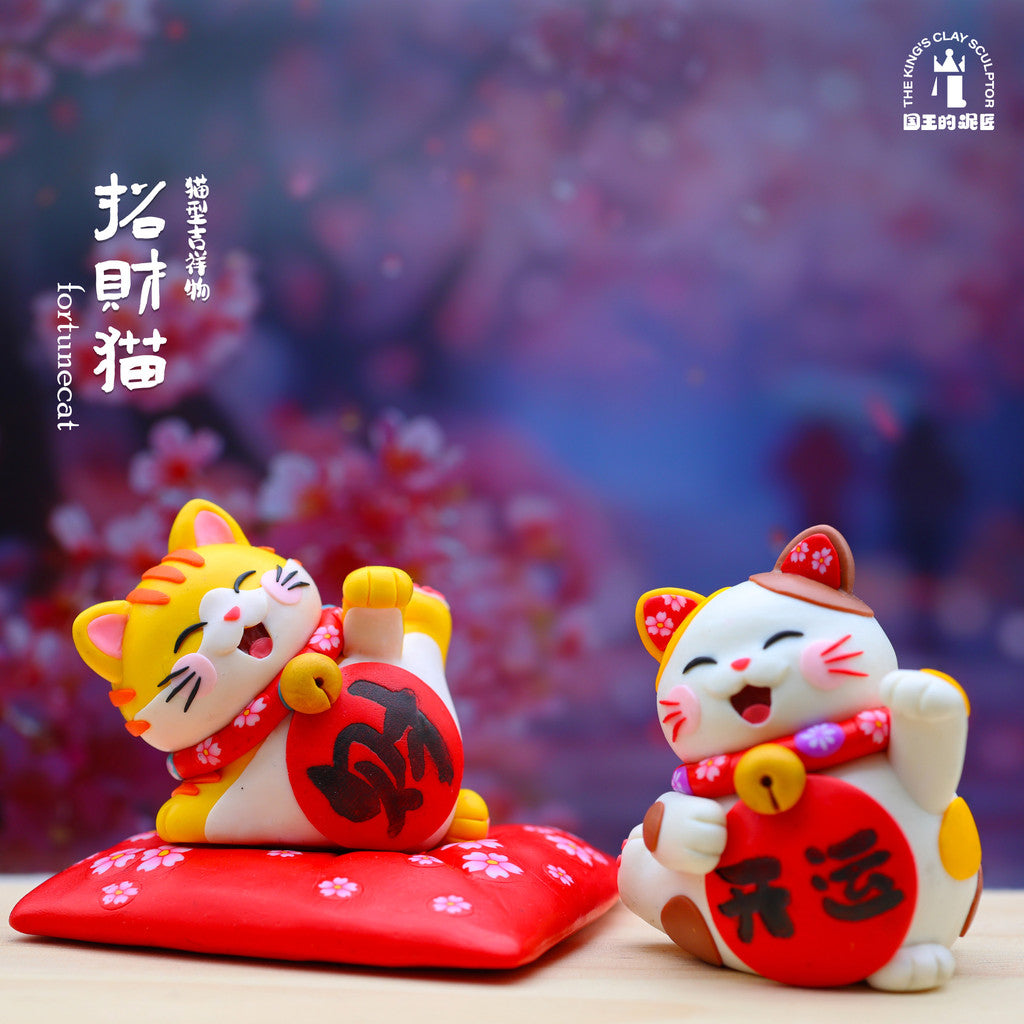 [SG Stock] Cute and Funny Maneki Neko Handmade Polymer Clay Ornament - Car Decor & Lucky Gift