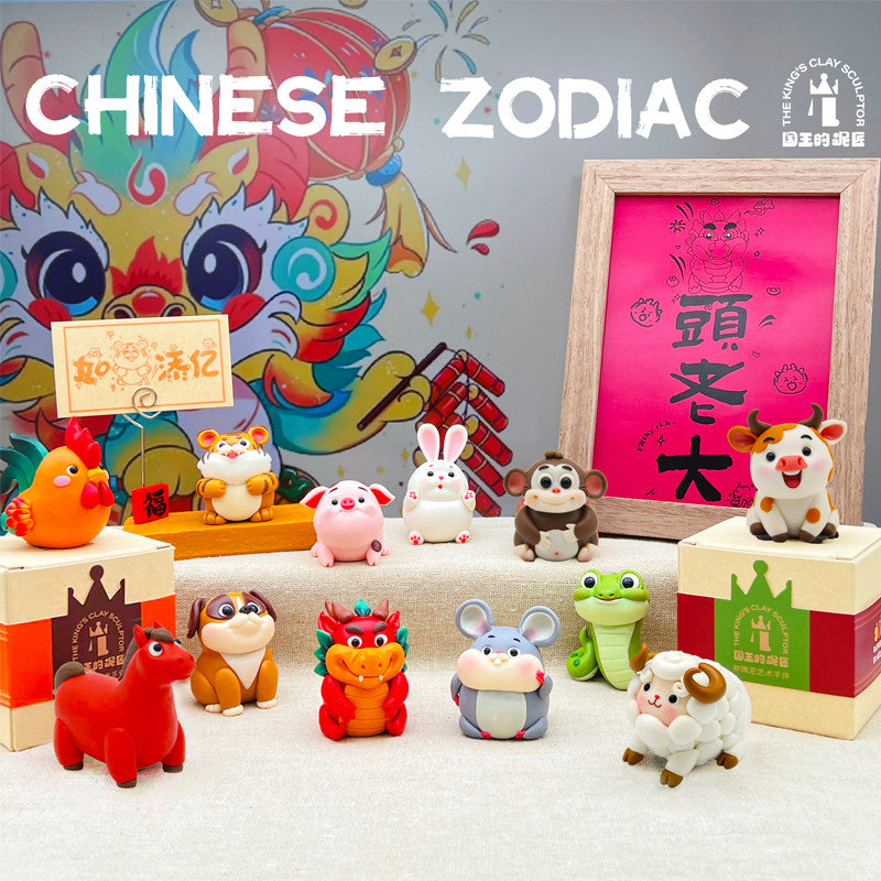 [SG Stock] Cute and Funny Handmade Chinese Zodiac Polymer Clay Figurines – Cute Animal Ornaments, Creative Birthday Gift