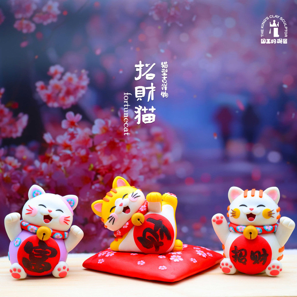 [SG Stock] Cute and Funny Maneki Neko Handmade Polymer Clay Ornament - Car Decor & Lucky Gift