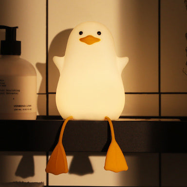 [SG Stock] Cute and Funny Cute Duck Shape LED Lamp Silicone Touch Night Light Rechargeable 可爱躺平鸭 拍拍硅胶灯手机支架可充电氛围灯