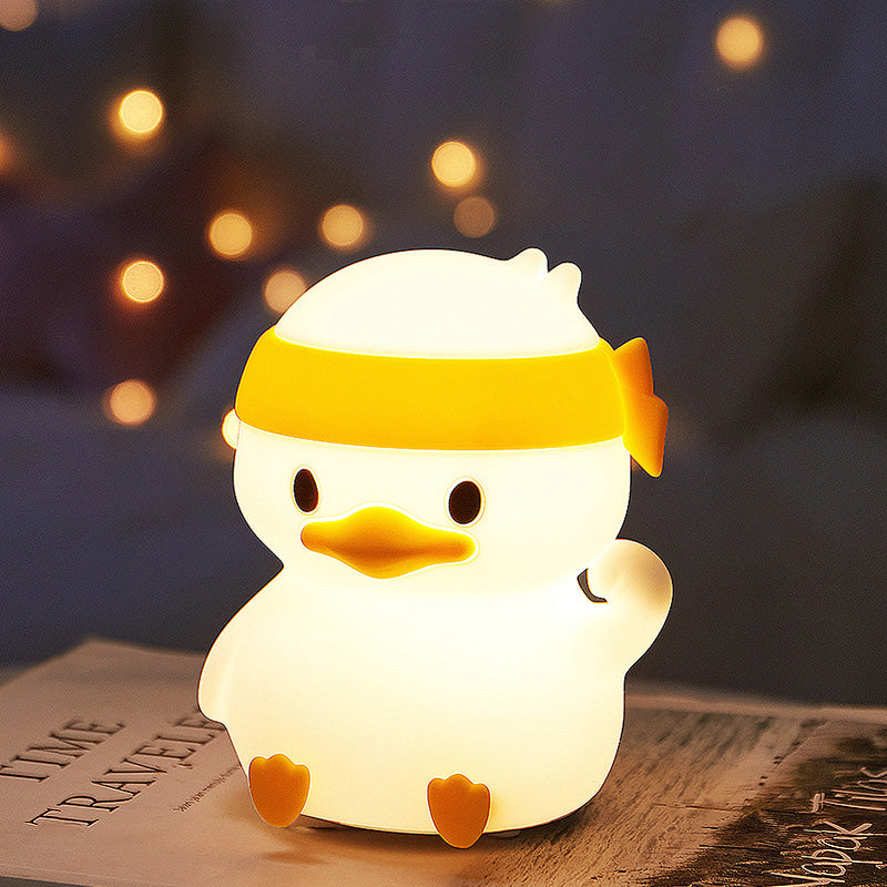 [SG Stock] Cute and Funny Cute Duck Shape LED Lamp Silicone Touch Night Light Rechargeable 可爱躺平鸭 拍拍硅胶灯手机支架可充电氛围灯