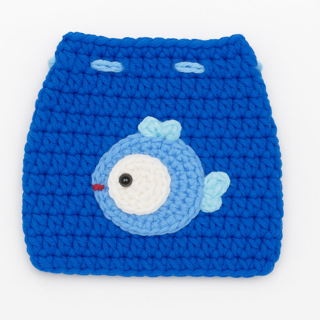 [SG Stock] Cute and Funny Handmade Crochet Drawstring Pouch Coin Purse Earphone Bag Jewelry Key Bag Mini Gift Bag