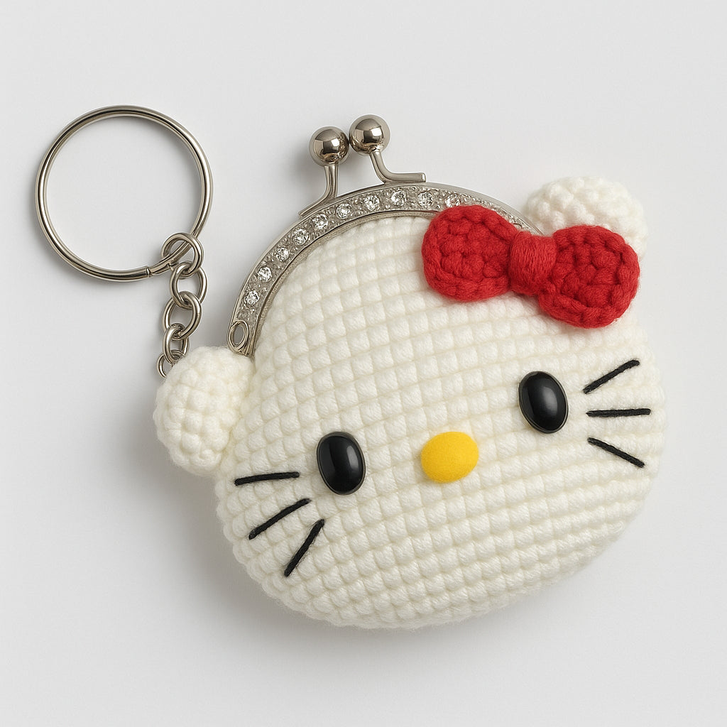 [SG Stock] Cute and Funny Handmade Crochet Cartoon Coin Purse Mini Keychain Pouch for Kids Earphone Cable Organizer