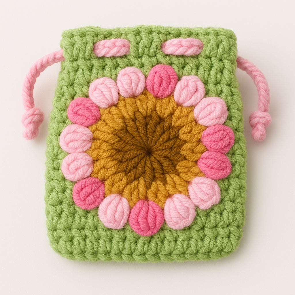 [SG Stock] Cute and Funny Handmade Crochet Drawstring Pouch Coin Purse Earphone Bag Jewelry Key Bag Mini Gift Bag