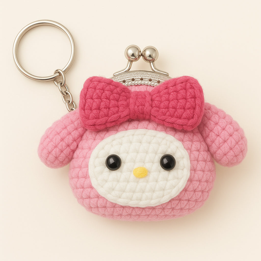 [SG Stock] Cute and Funny Handmade Crochet Cartoon Coin Purse Mini Keychain Pouch for Kids Earphone Cable Organizer