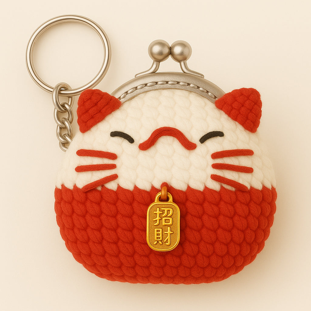 [SG Stock] Cute and Funny Handmade Crochet Cartoon Coin Purse Mini Keychain Pouch for Kids Earphone Cable Organizer