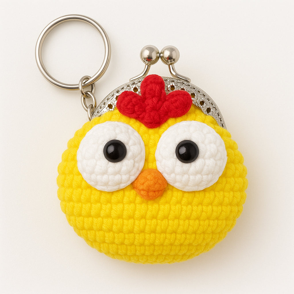 [SG Stock] Cute and Funny Handmade Crochet Cartoon Coin Purse Mini Keychain Pouch for Kids Earphone Cable Organizer
