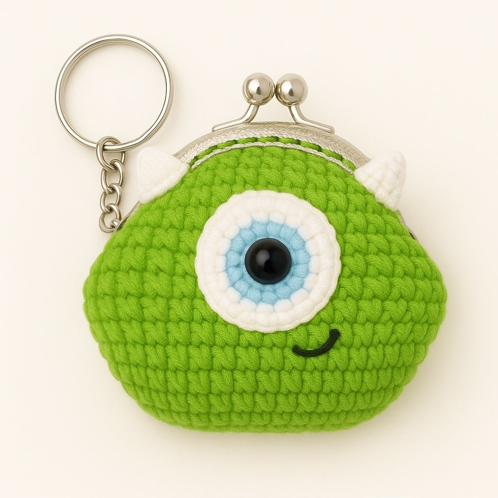 [SG Stock] Cute and Funny Handmade Crochet Cartoon Coin Purse Mini Keychain Pouch for Kids Earphone Cable Organizer