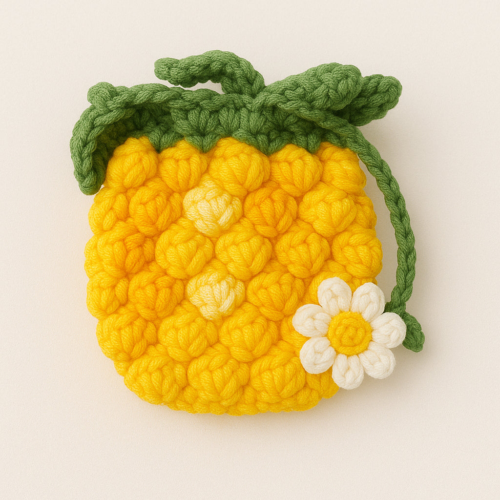 [SG Stock] Cute and Funny Handmade Crochet Drawstring Pouch Coin Purse Earphone Bag Jewelry Key Bag Mini Gift Bag