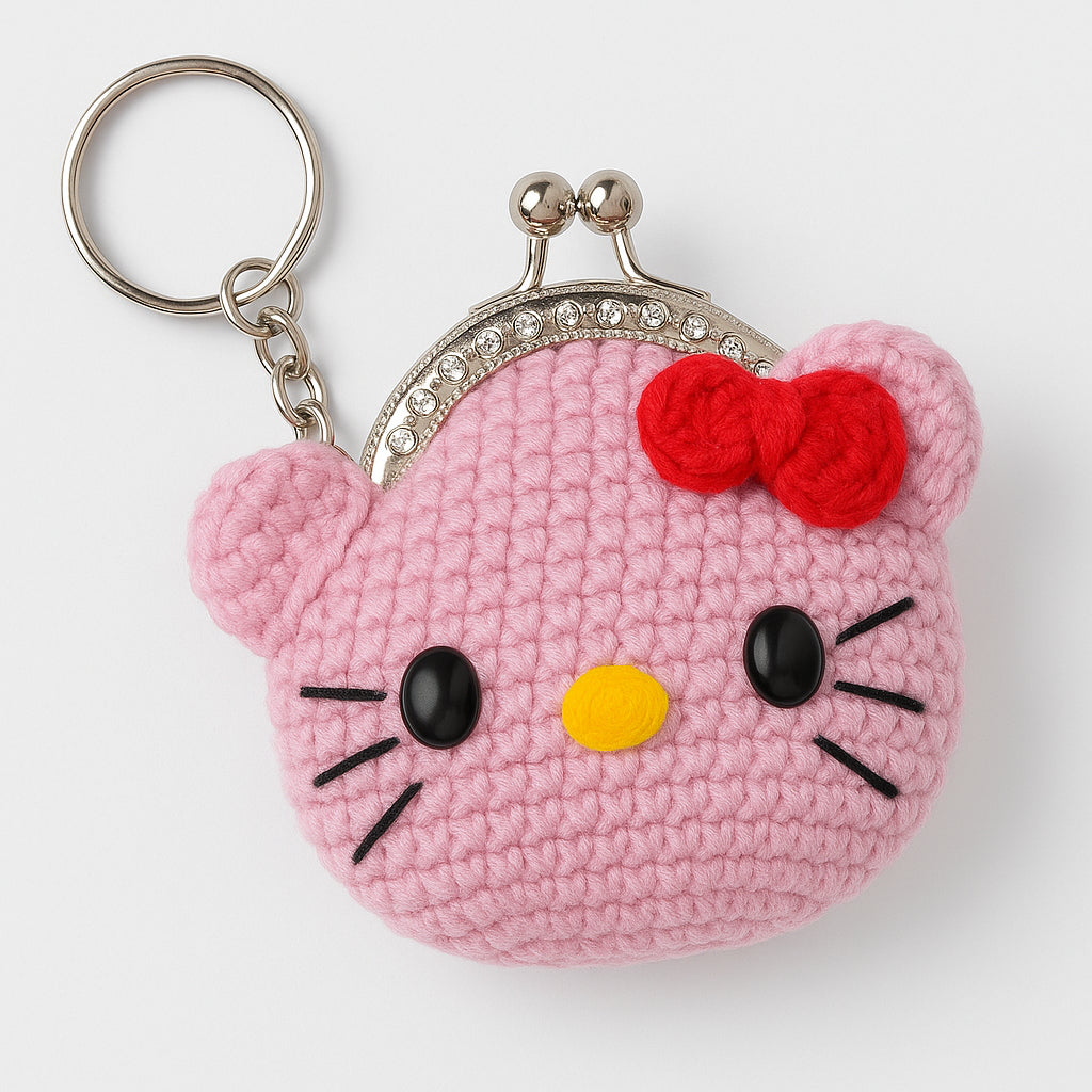 [SG Stock] Cute and Funny Handmade Crochet Cartoon Coin Purse Mini Keychain Pouch for Kids Earphone Cable Organizer