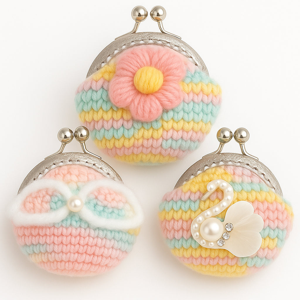 [SG Stock] Cute and Funny Handmade Crochet Cartoon Coin Purse Mini Keychain Pouch for Kids Earphone Cable Organizer