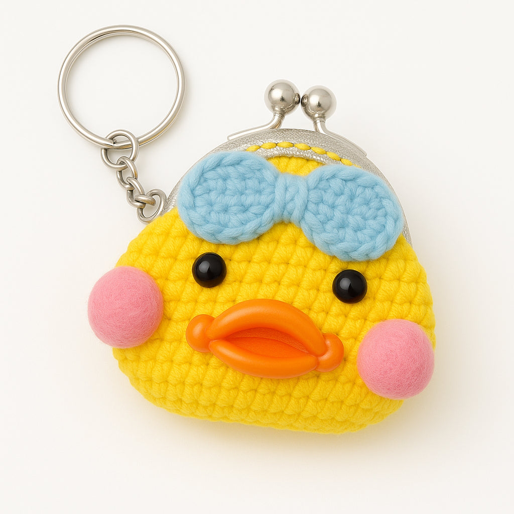[SG Stock] Cute and Funny Handmade Crochet Cartoon Coin Purse Mini Keychain Pouch for Kids Earphone Cable Organizer