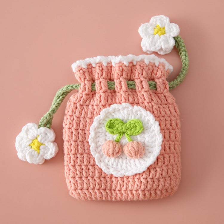 [SG Stock] Cute and Funny Handmade Crochet Drawstring Pouch Coin Purse Earphone Bag Jewelry Key Bag Mini Gift Bag