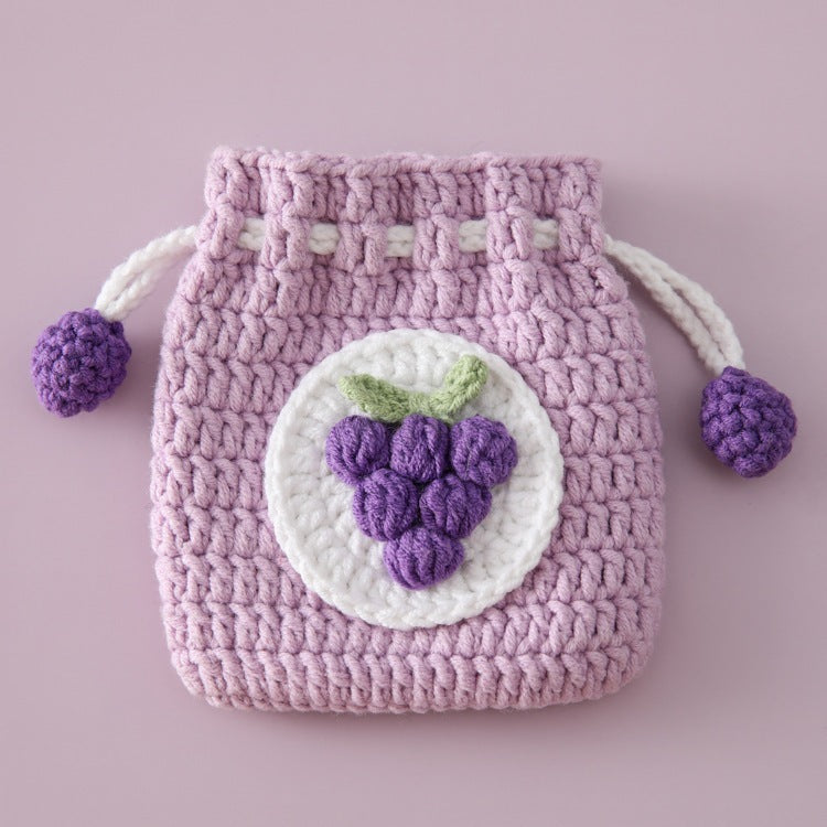 [SG Stock] Cute and Funny Handmade Crochet Drawstring Pouch Coin Purse Earphone Bag Jewelry Key Bag Mini Gift Bag