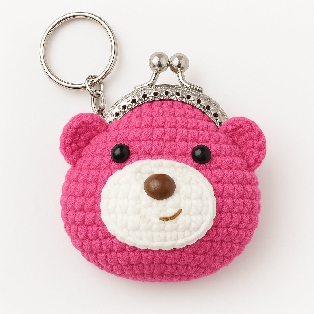 [SG Stock] Cute and Funny Handmade Crochet Cartoon Coin Purse Mini Keychain Pouch for Kids Earphone Cable Organizer