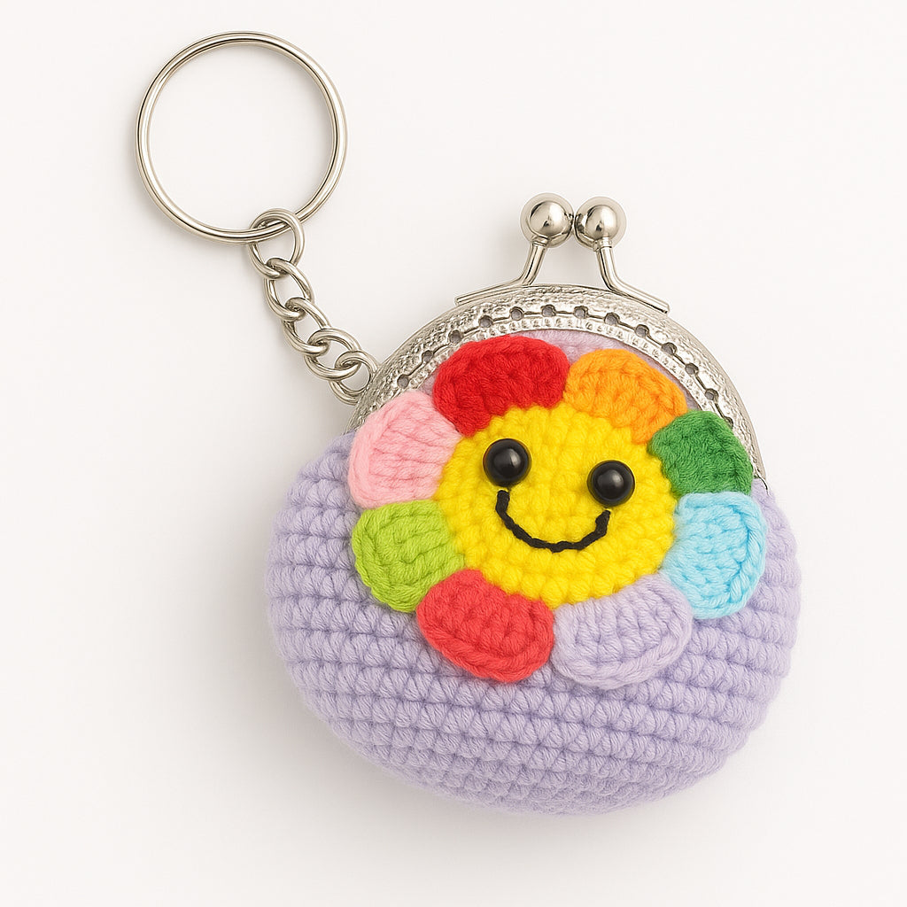 [SG Stock] Cute and Funny Handmade Crochet Cartoon Coin Purse Mini Keychain Pouch for Kids Earphone Cable Organizer