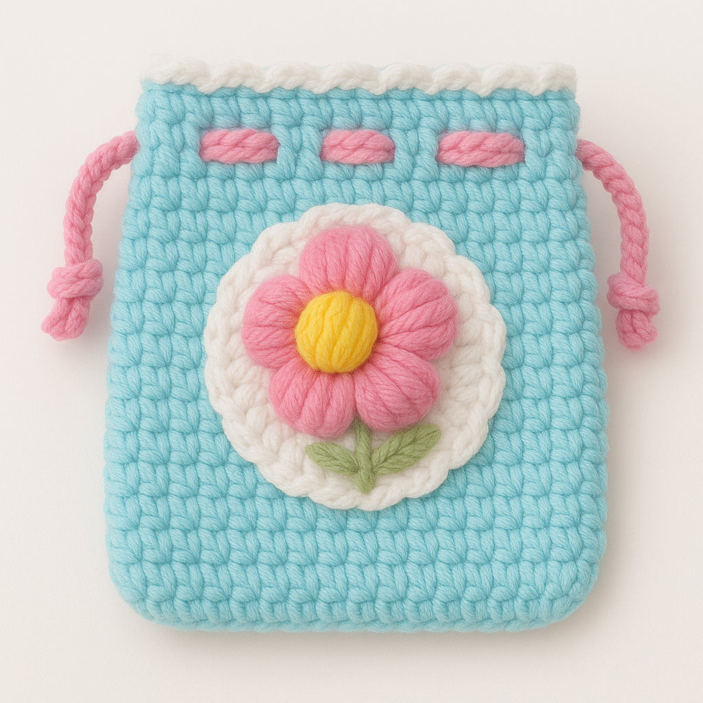 [SG Stock] Cute and Funny Handmade Crochet Drawstring Pouch Coin Purse Earphone Bag Jewelry Key Bag Mini Gift Bag