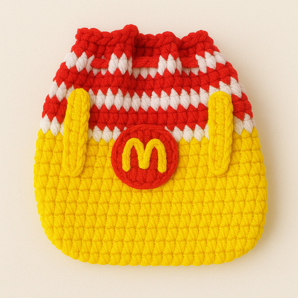 [SG Stock] Cute and Funny Handmade Crochet Drawstring Pouch Coin Purse Earphone Bag Jewelry Key Bag Mini Gift Bag