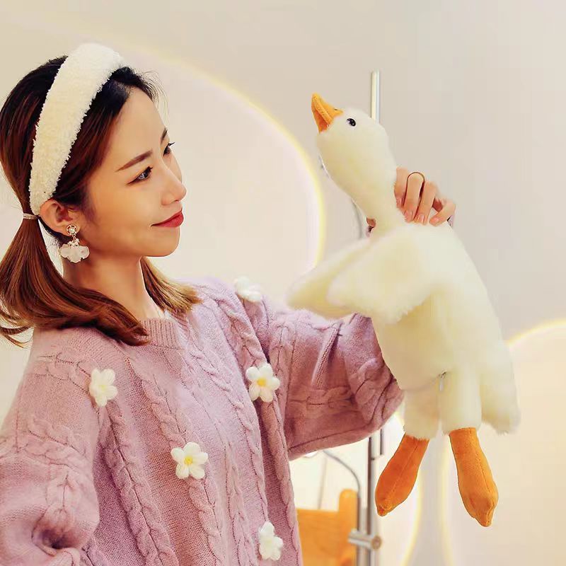 [SG Stock] Cute and Funny Fuzzy furry plush White Goose Cushion Cartoon Soft Plushie Pillow Staffed Toy 可爱大白鹅卡通软绵绵抱枕
