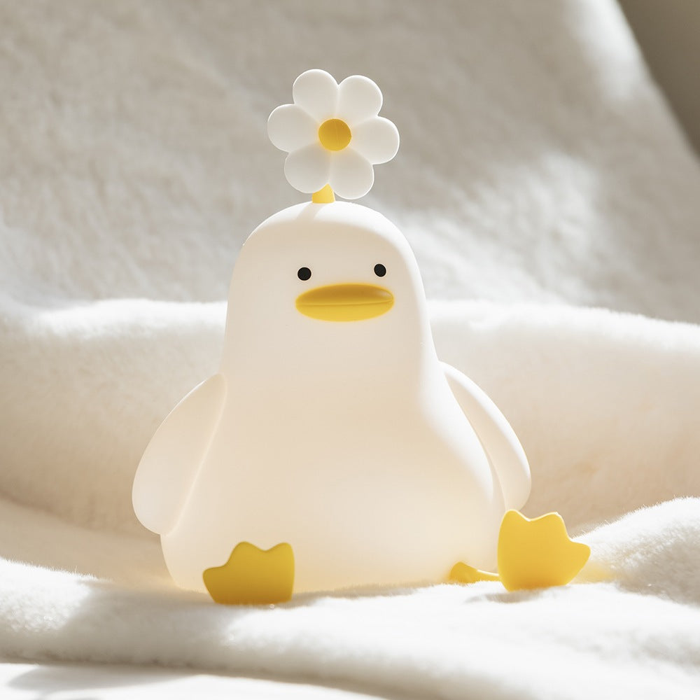 [SG Stock] Cute and Funny Cute Duck Shape LED Lamp Silicone Touch Night Light Rechargeable 可爱躺平鸭 拍拍硅胶灯手机支架可充电氛围灯