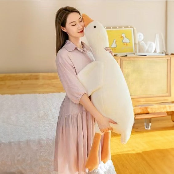 [SG Stock] Cute and Funny Fuzzy furry plush White Goose Cushion Cartoon Soft Plushie Pillow Staffed Toy 可爱大白鹅卡通软绵绵抱枕