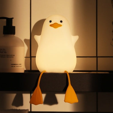 [SG Stock] Cute and Funny Cute Duck Shape LED Lamp Silicone Touch Night Light Rechargeable 可爱躺平鸭 拍拍硅胶灯手机支架可充电氛围灯