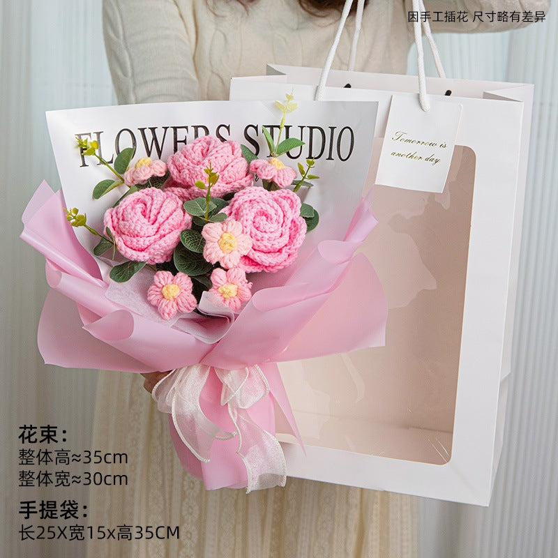[SG Stock] Cute and Funny Sunflower Knitted crochet toy bouquet doll flower for Wedding House Warming Graduation Gift