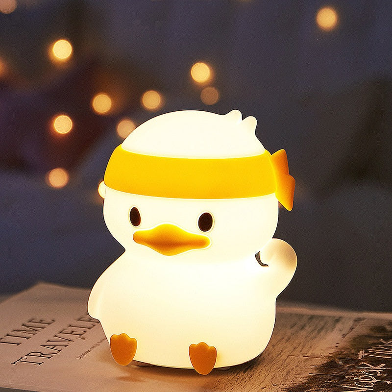 [SG Stock] Cute and Funny Cute Duck Shape LED Lamp Silicone Touch Night Light Rechargeable 可爱躺平鸭 拍拍硅胶灯手机支架可充电氛围灯
