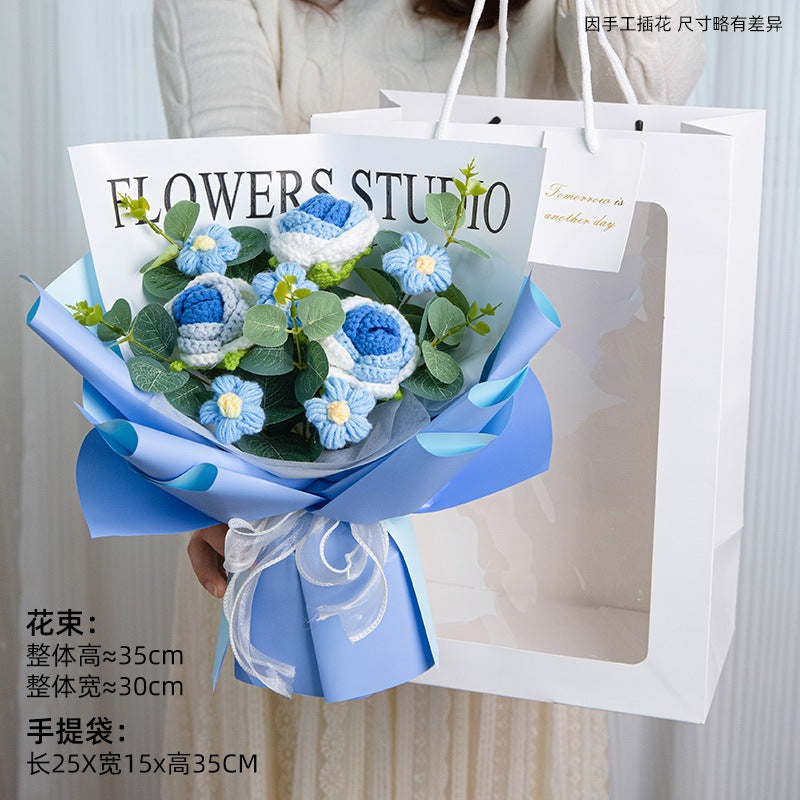 [SG Stock] Cute and Funny Big Sunflower Knitted Mixed Flower Bouquet for Wedding House Warming Graduation Gift