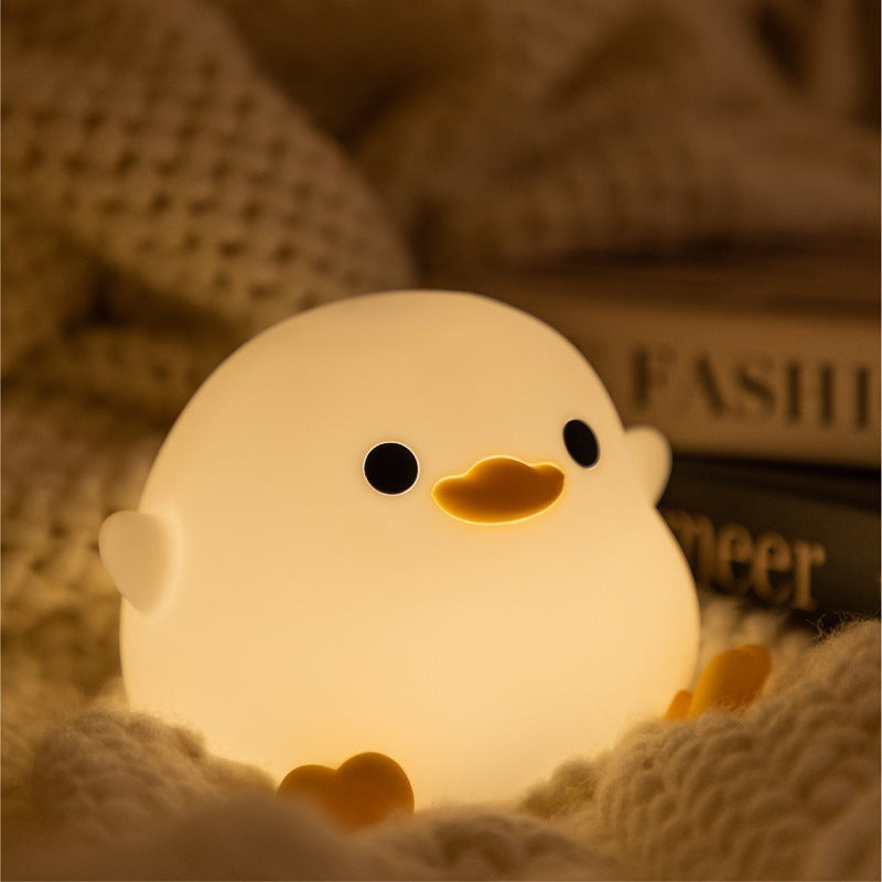 [SG Stock] Cute and Funny Cute Duck Shape LED Lamp Silicone Touch Night Light Rechargeable 可爱躺平鸭 拍拍硅胶灯手机支架可充电氛围灯