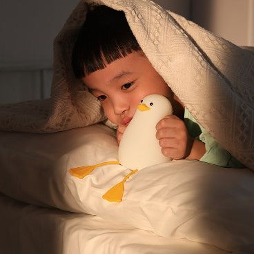 [SG Stock] Cute and Funny Cute Duck Shape LED Lamp Silicone Touch Night Light Rechargeable 可爱躺平鸭 拍拍硅胶灯手机支架可充电氛围灯