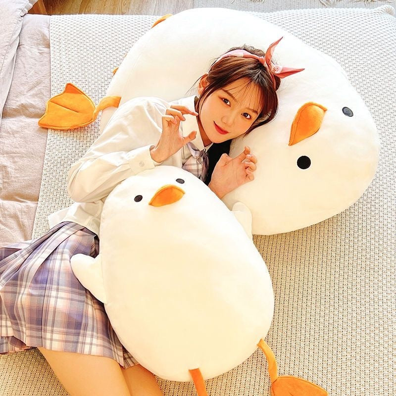[SG Stock] Cute and Funny Cartoon Soft Cotton Hugging Big White Duck Large-Size Plush Toy Pillow Doll Cushion 可爱大白鸭抱枕