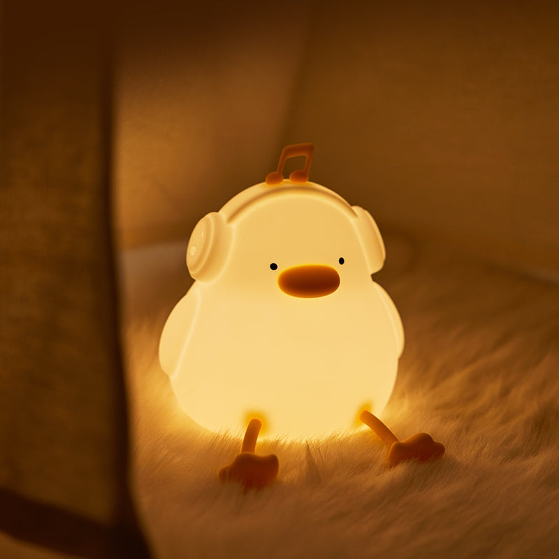 [SG Stock] Cute and Funny Cute Duck Shape LED Lamp Silicone Touch Night Light Rechargeable 可爱躺平鸭 拍拍硅胶灯手机支架可充电氛围灯