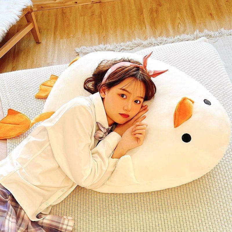 [SG Stock] Cute and Funny Cartoon Soft Cotton Hugging Big White Duck Large-Size Plush Toy Pillow Doll Cushion 可爱大白鸭抱枕