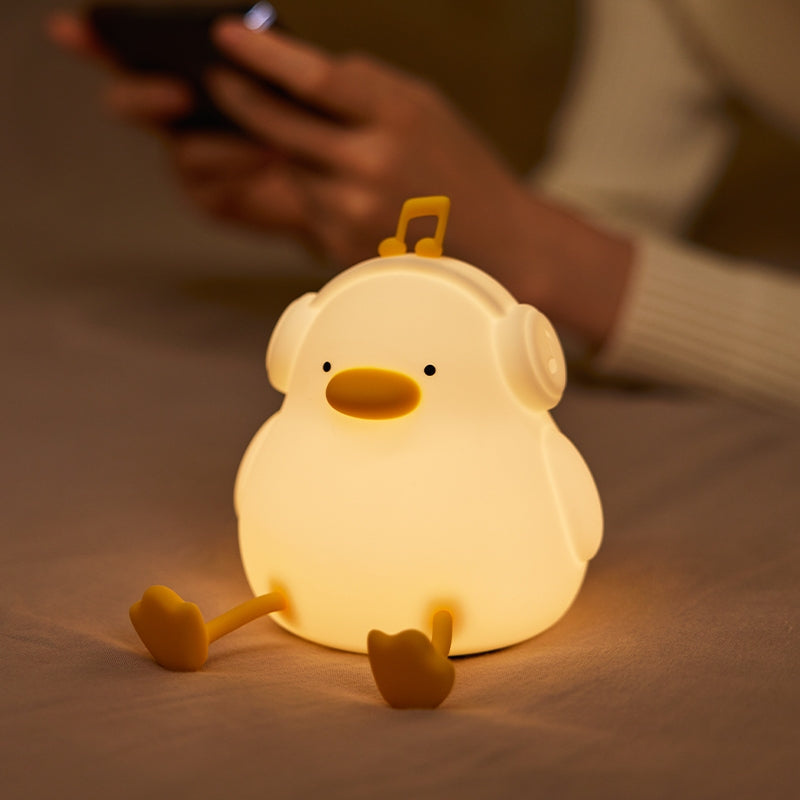 [SG Stock] Cute and Funny Cute Duck Shape LED Lamp Silicone Touch Night Light Rechargeable 可爱躺平鸭 拍拍硅胶灯手机支架可充电氛围灯