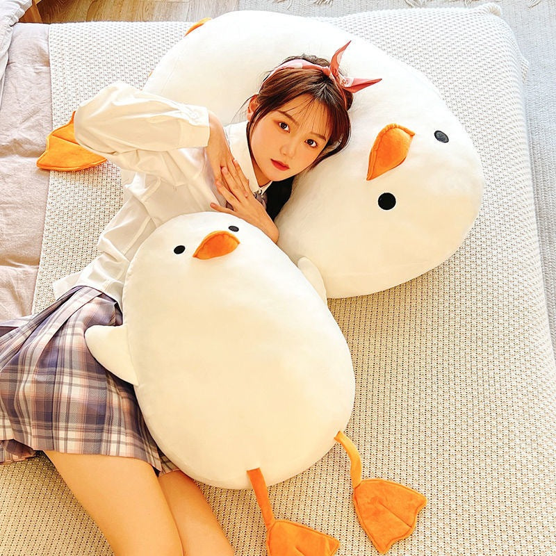 [SG Stock] Cute and Funny Cartoon Soft Cotton Hugging Big White Duck Large-Size Plush Toy Pillow Doll Cushion 可爱大白鸭抱枕