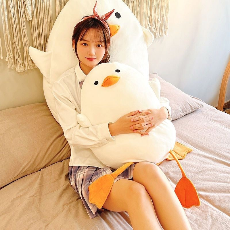 [SG Stock] Cute and Funny Cartoon Soft Cotton Hugging Big White Duck Large-Size Plush Toy Pillow Doll Cushion 可爱大白鸭抱枕